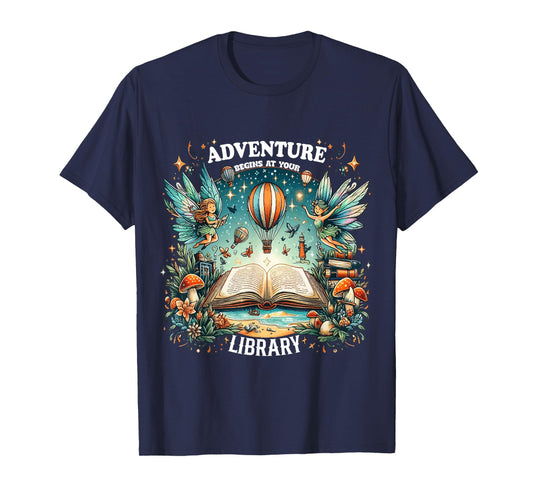 Adventure Begins at Your Library Summer fairies Reading 2024 Men Women T-Shirt