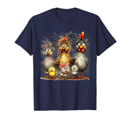 Funny Chicken Eagerlys Colorful Rufled Hair Painting Women T-Shirt