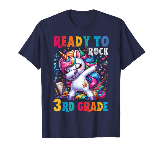 Student back to School 3rd grade Girls Musical Music Unicorn T-Shirt