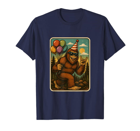 Bigfoot Party Vibes Birthday Balloons Forest Fun T-Shirt