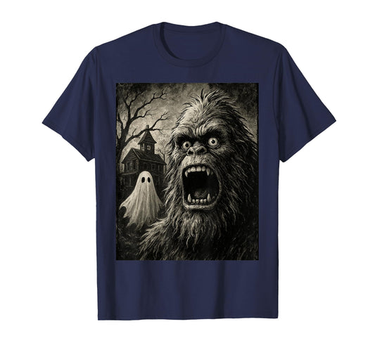 Bigfoot Halloween Funny Sasquatch Ghost Men Boy Kids Bigfoot T-Shirt