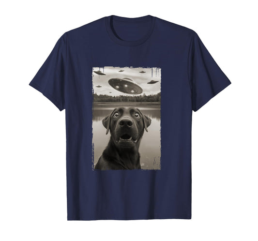 Classic Funny UFO and Labrador Retriever Selfie Long Sleeve T-Shirt
