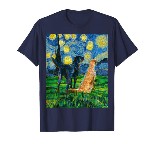 Gift for Labrador Retriever Owner Dog Lover Art Van Gogh T-Shirt for Men Women