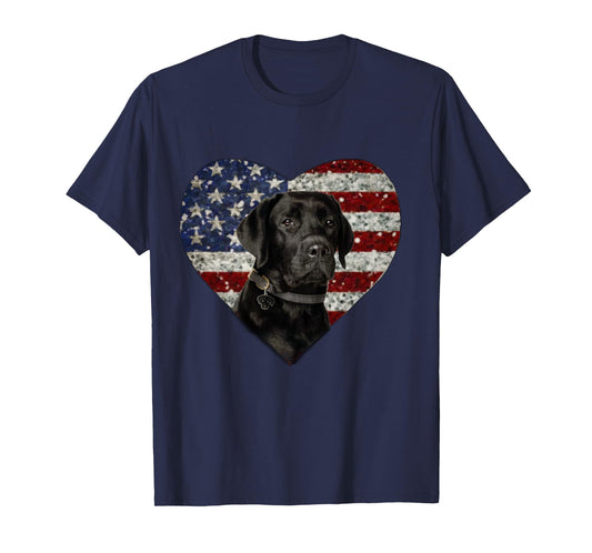 American Black Labrador USA Flag Lab Long Sleeve T-Shirt
