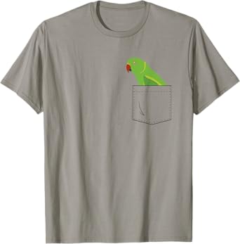 Indian Ringneck Parakeet Parrot Fake Pocket T-Shirt