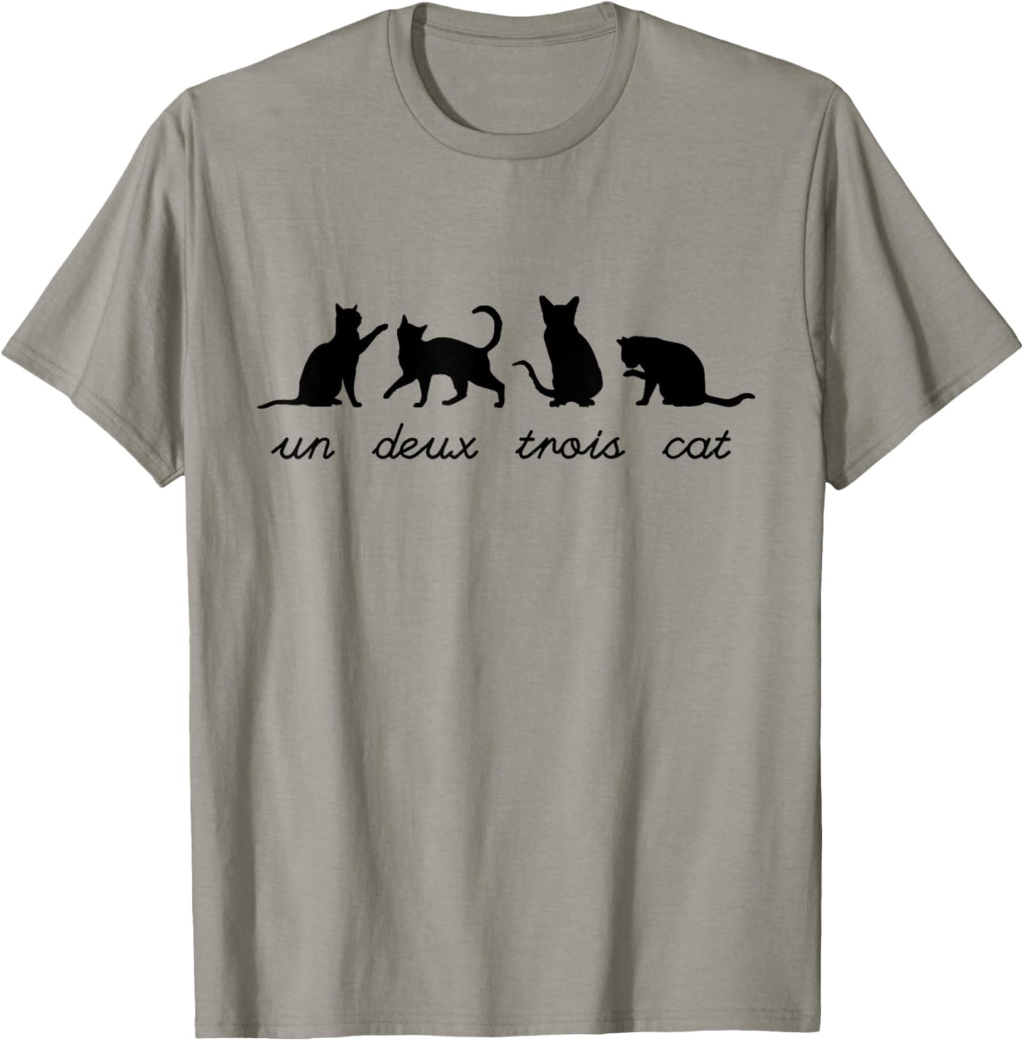 Un Deux Trois Cat Cute Funny French Teacher Pun Cat Lovers T-Shirt