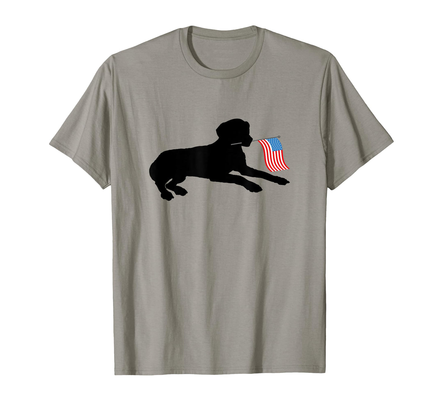 Black Lab Dog Holding July 4th Patriotic USA Flag T-Shirt T-Shirt