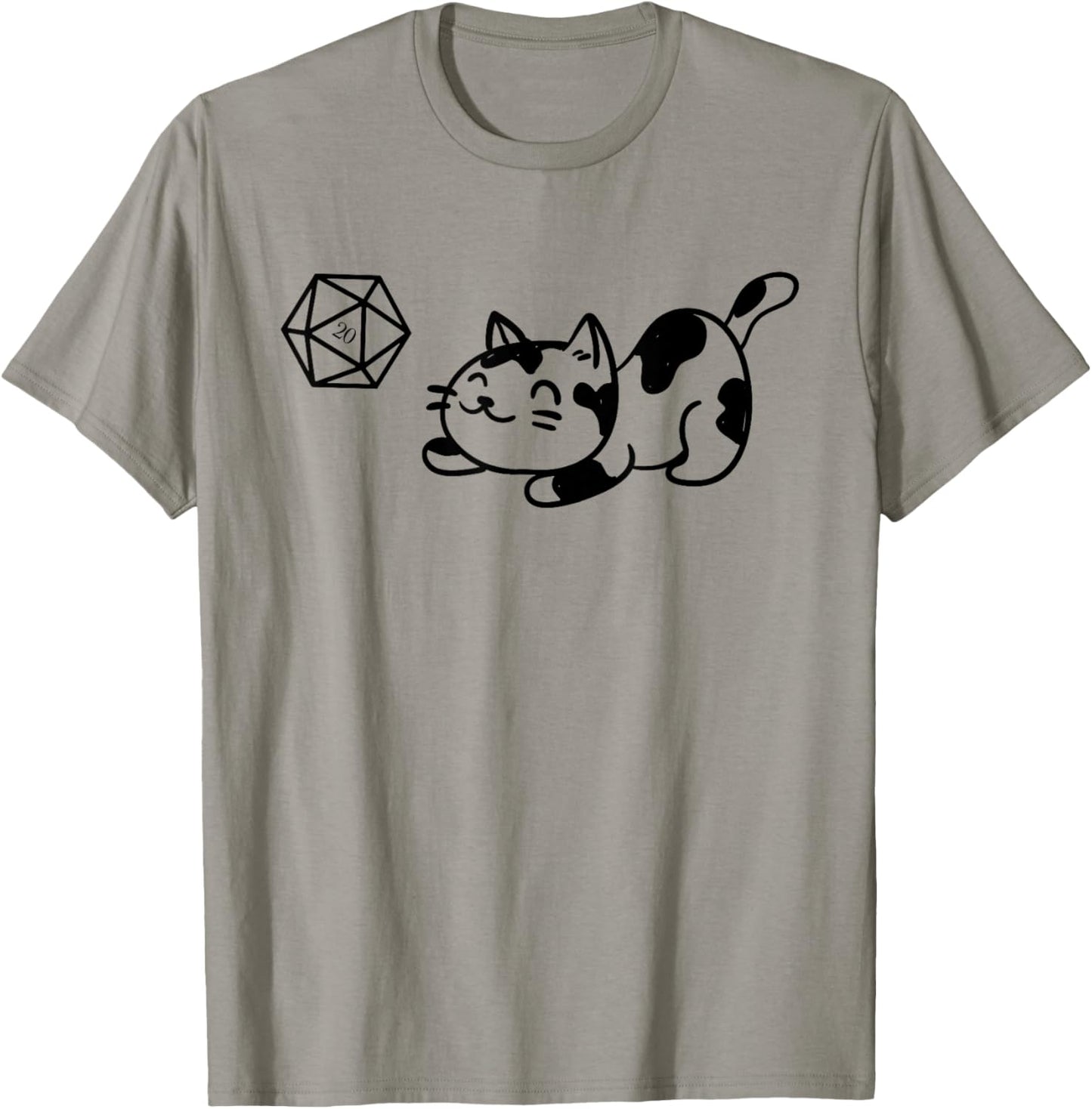 Nerdy Cat with D20 Dice for Cat Lovers Geeky T-Shirt T-Shirt
