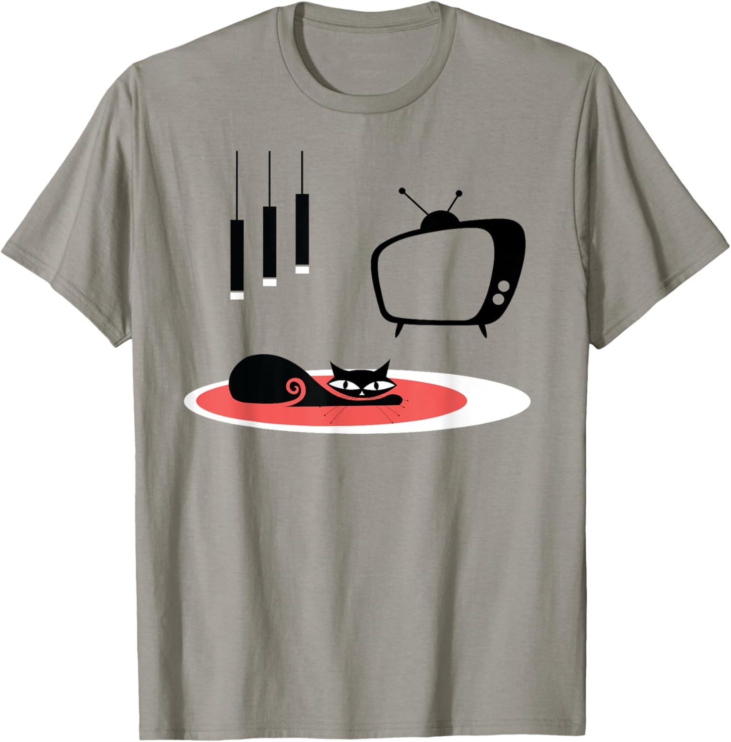 Mid Century Modern Cat and Retro TV T-Shirt