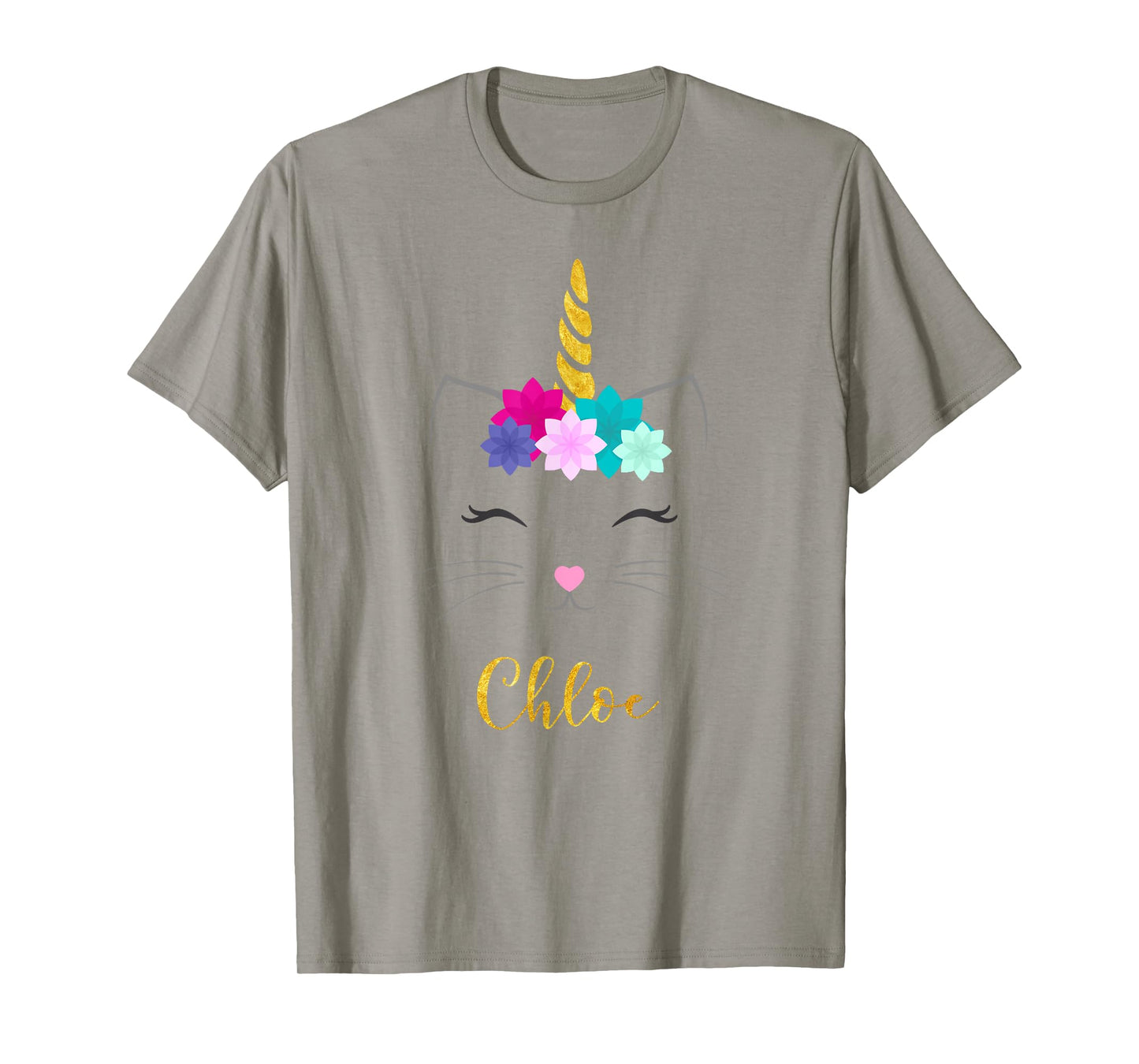 Chloe Name Shirt Cat Unicorn Personalized Birthday Gift