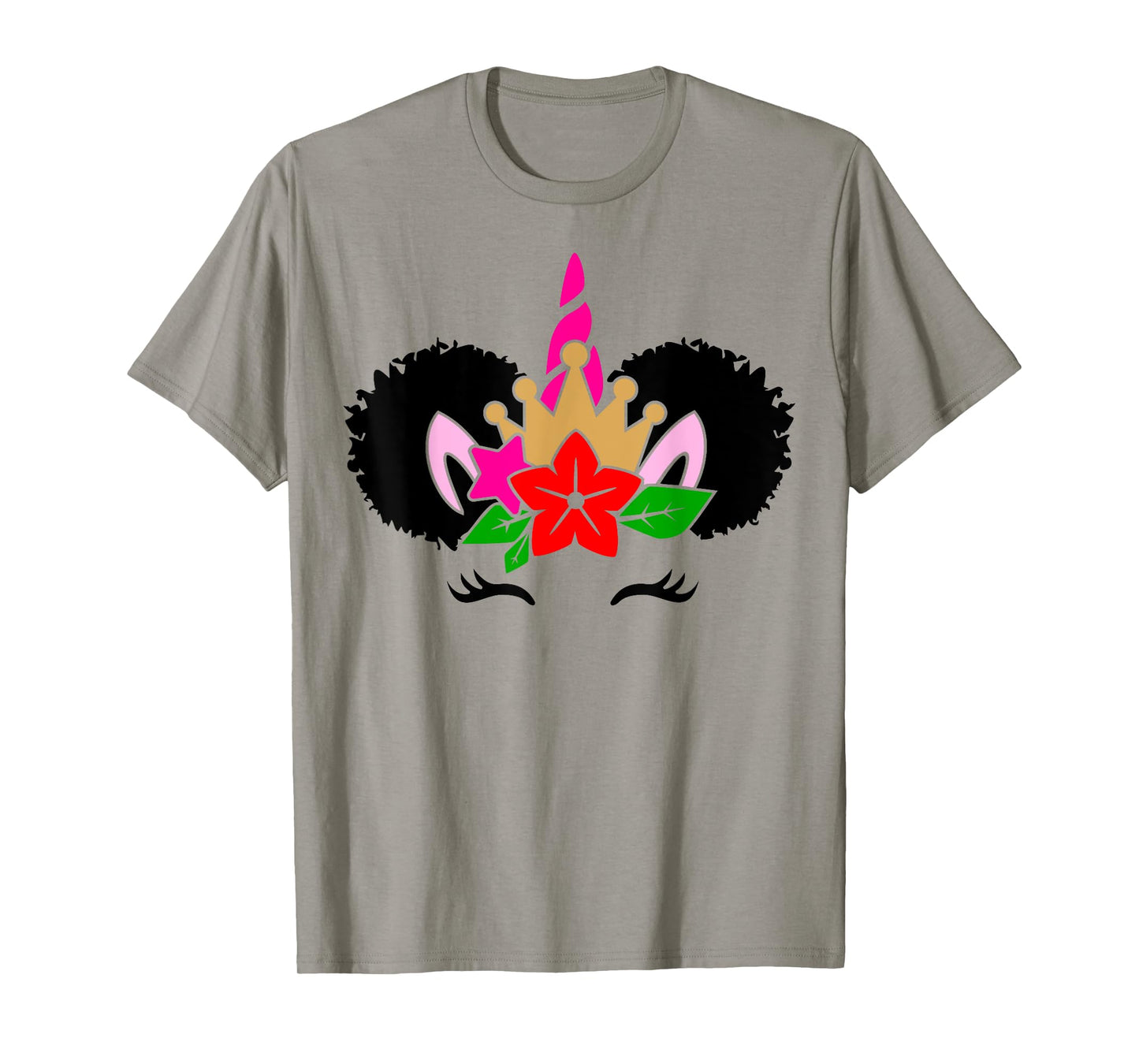 Black Girl Cute Unicorn Afro Hair Puffs Women Melanin T-Shirt