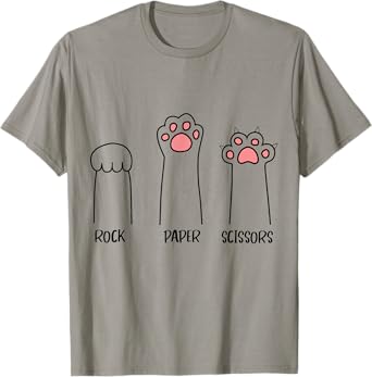 Rock Paper Scissors Hand Game Cute Paw Funny Cat T-Shirt for Men Women Kids