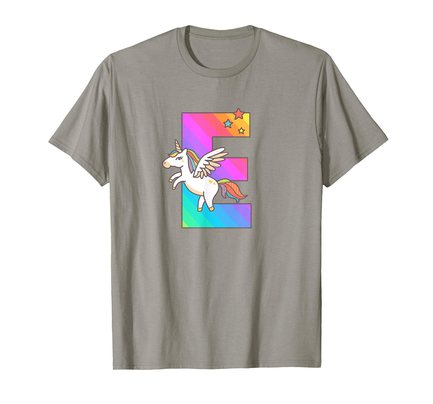 Unicorn Monogram Letter E Initial Cute Girls Birthday Gift T-Shirt