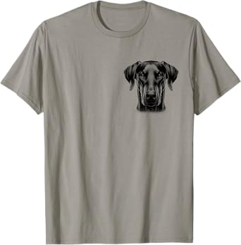 MyAnimal - Your Favourite Animal Wear Proud Doberman Head with Floppy Ears on Chest T-Shirt, Small, Grey