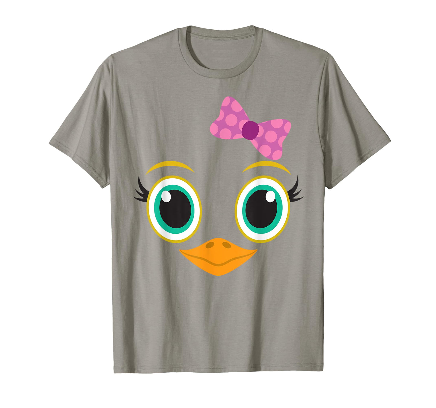 Funny Halloween Costume for Girls w/ Bow - Cute Chick Face T-Shirt