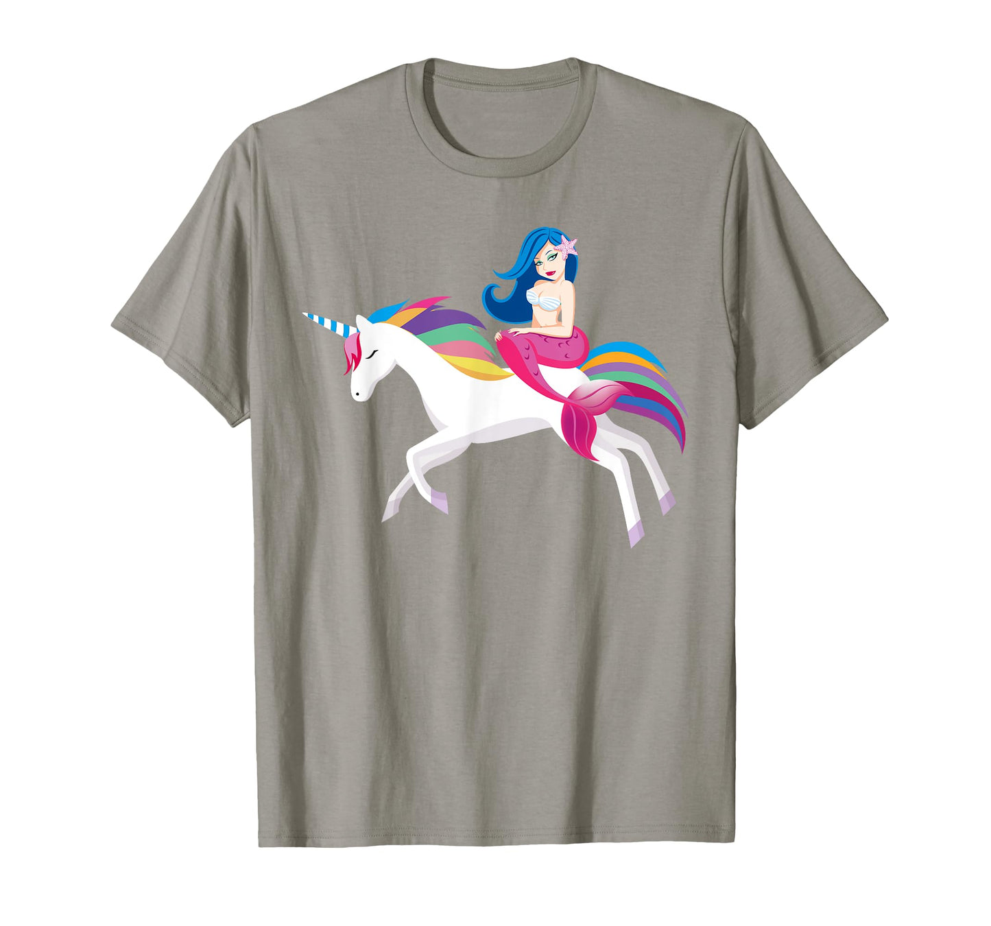 Unicorn Mermaid - Funny Mermaid Riding Unicorn T Shirt