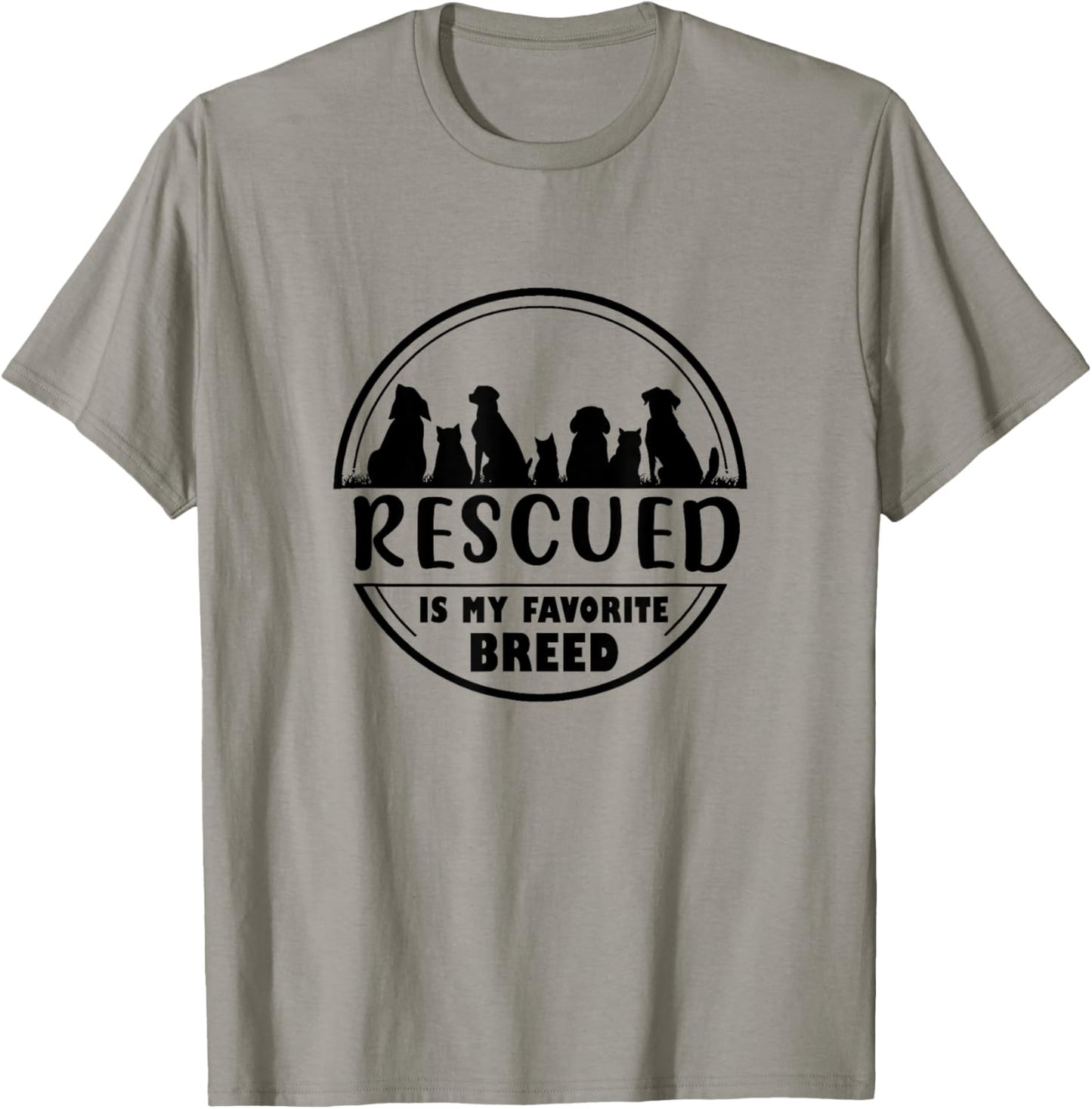 Rescued is my favorite breed , Adopt save a pet Cat and Dog T-Shirt