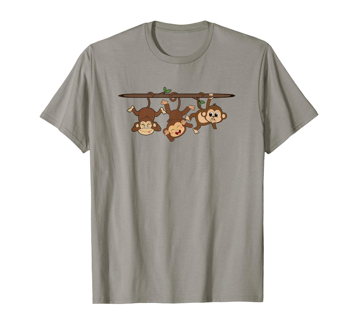 Hear See Speak No Evil Japanese Proverb Design Unisex-Adults, Unisex-Kids White Short Sleeve Cotton 60%, Polyester 40% Monkey T-Shirt