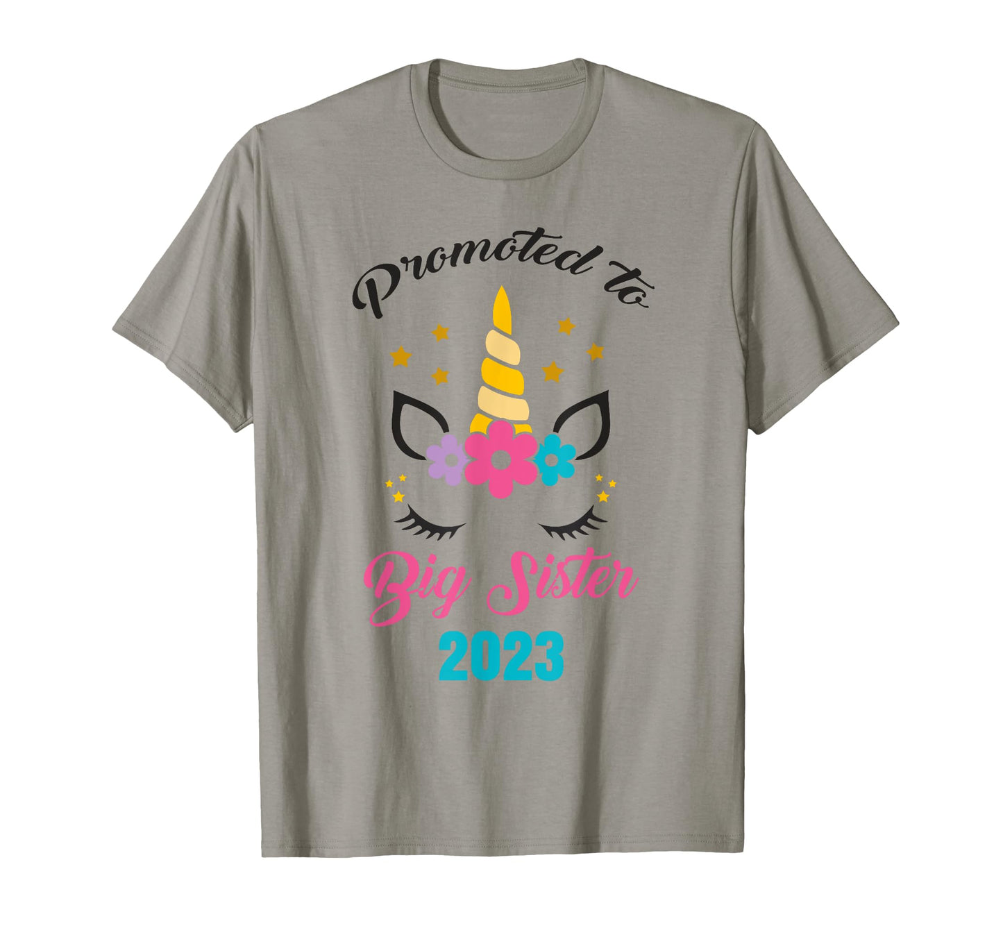 Cute Promoted to Big Sister 2023 Girls Unicorn T-Shirt