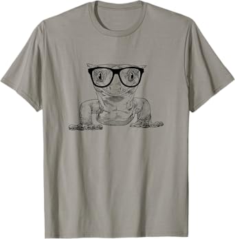 Hipster Crested Gecko in Nerd Glasses Reptile Animal Pet T-Shirt