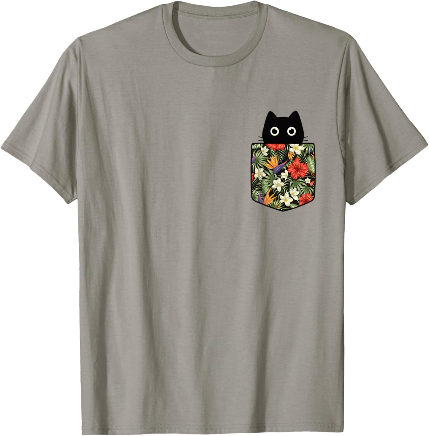 Hawaiian Cat in Pocket Shirt for Women Men Cute Cats Lover T-Shirt
