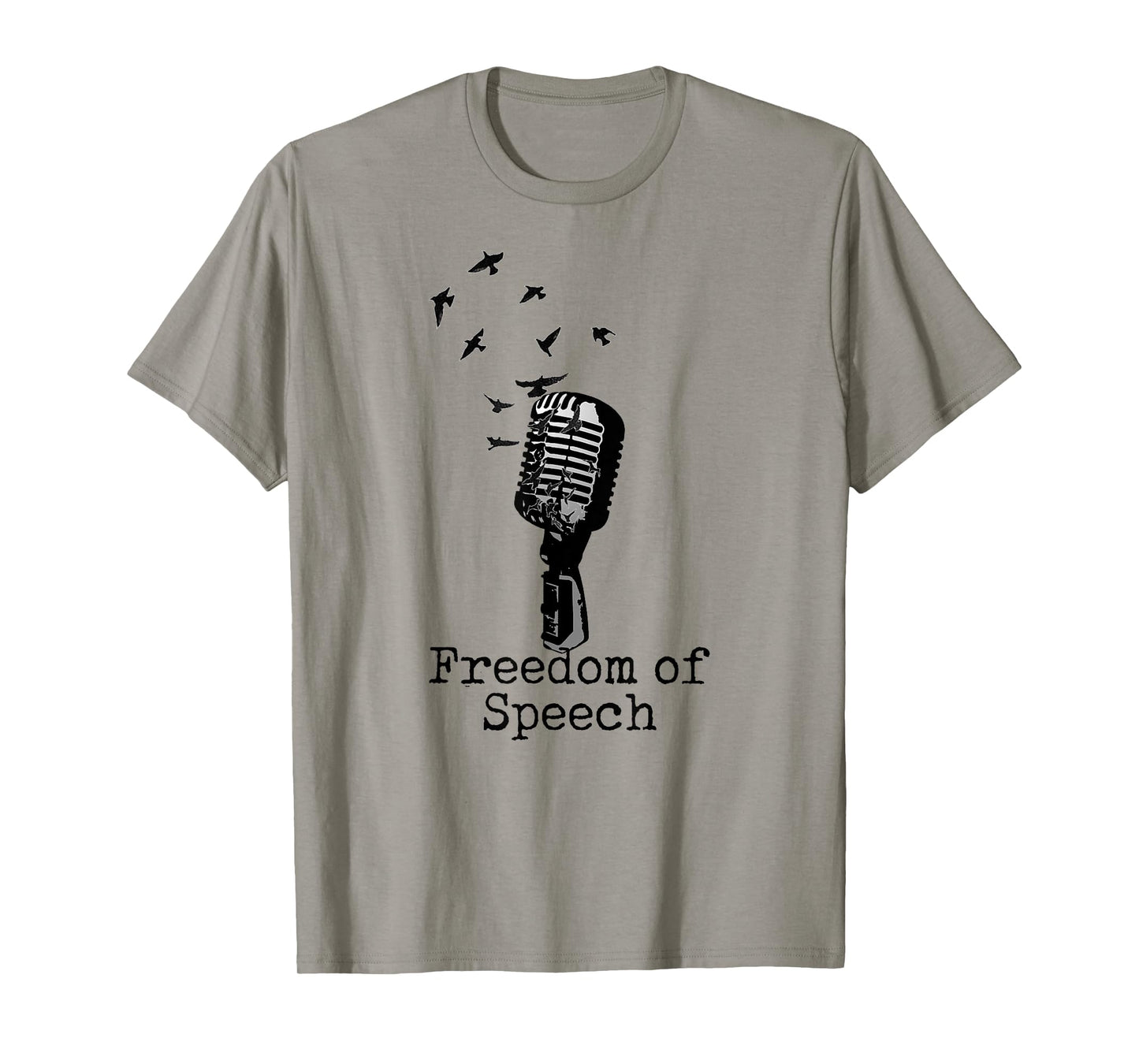 Radio Microphone Black Bird Flock Freedom Of Speech Humor T-Shirt