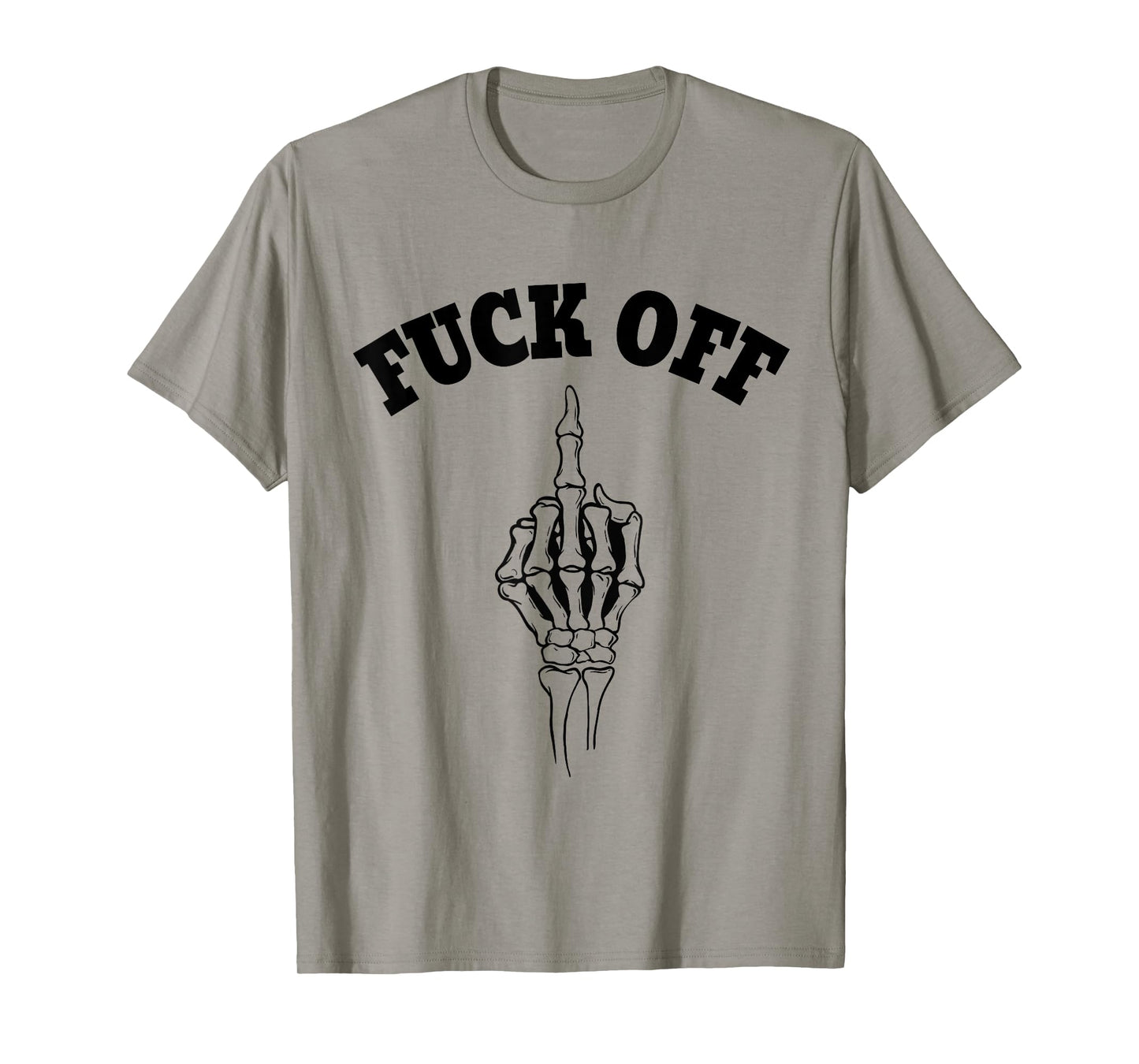 Fuck Off Flipping the Bird Graphic Skeleton Novelty TShirt T-Shirt