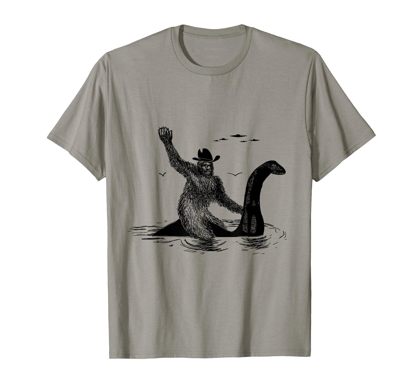 Check out my other Bigfoot T-Shirts Bigfoot Riding on Nessie Lochness, Cowboy, Yeti T-Shirt for Women, Men, Unisex-Adults, Grey, Small, Classic Fit, Short Sleeve, Cotton, Polyester