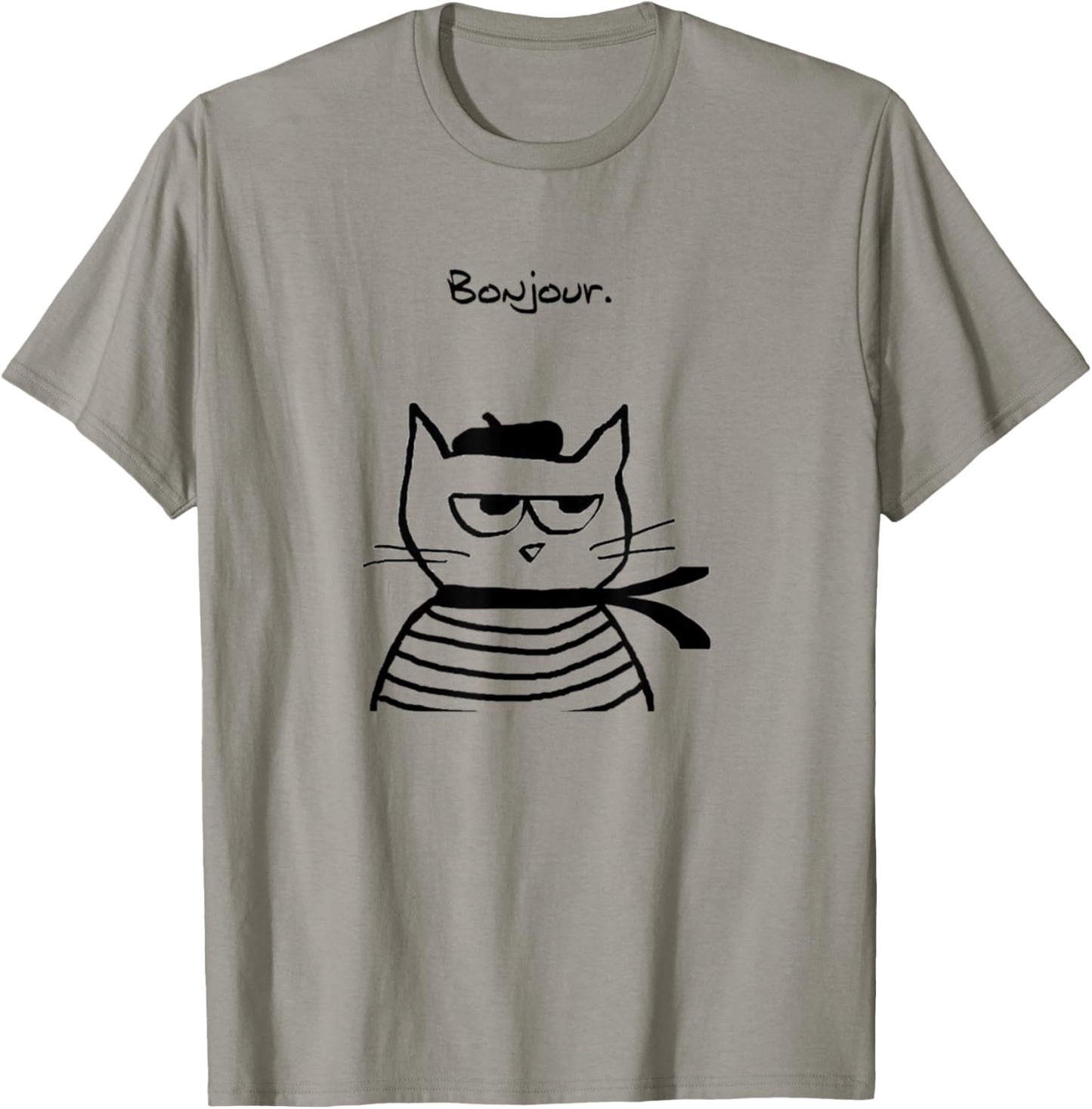 Bonjour French Cat Funny T-Shirt