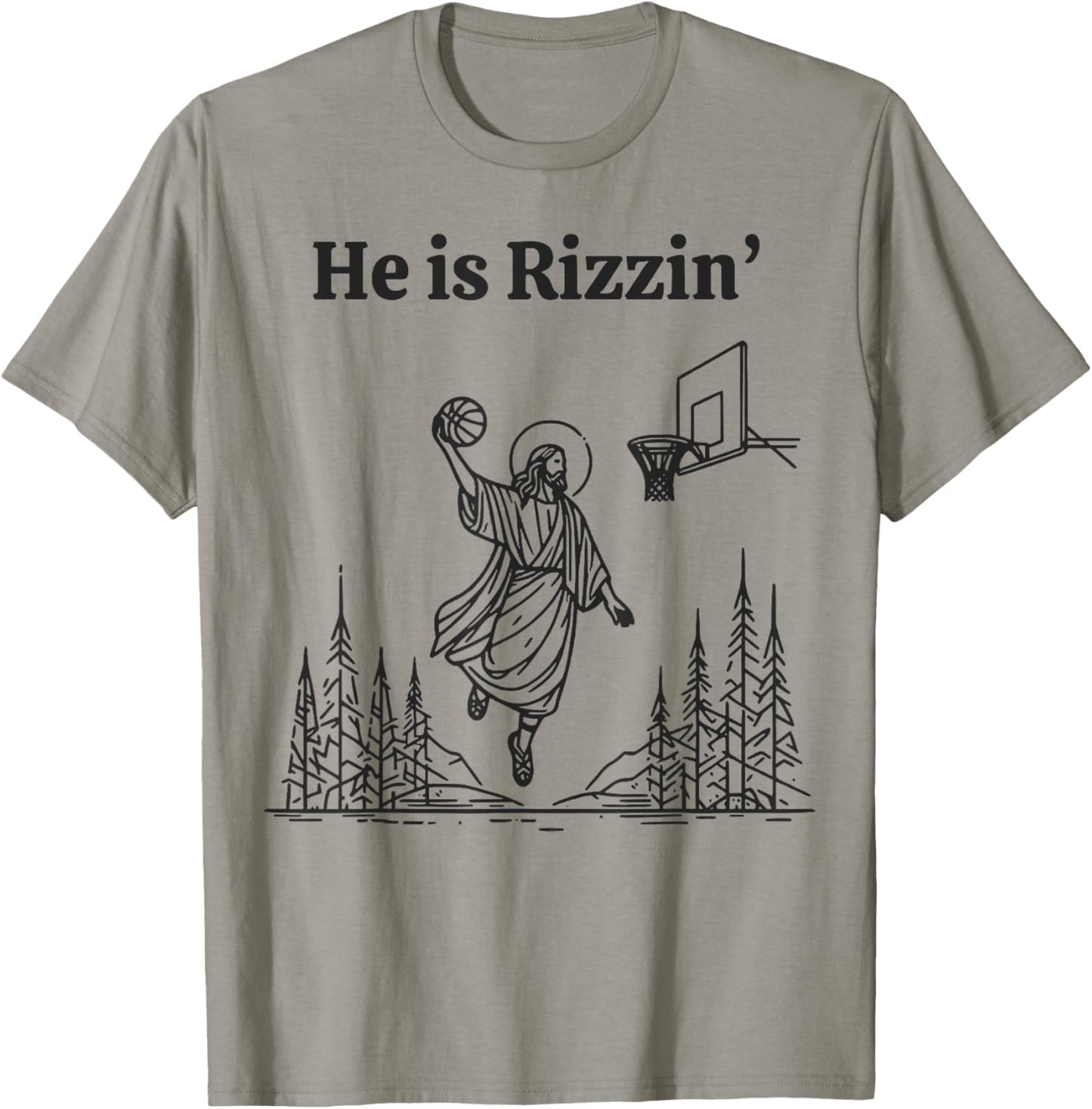 He Is Rizzin Shirt Basketball Jesus Funny Easter Christian T-Shirt