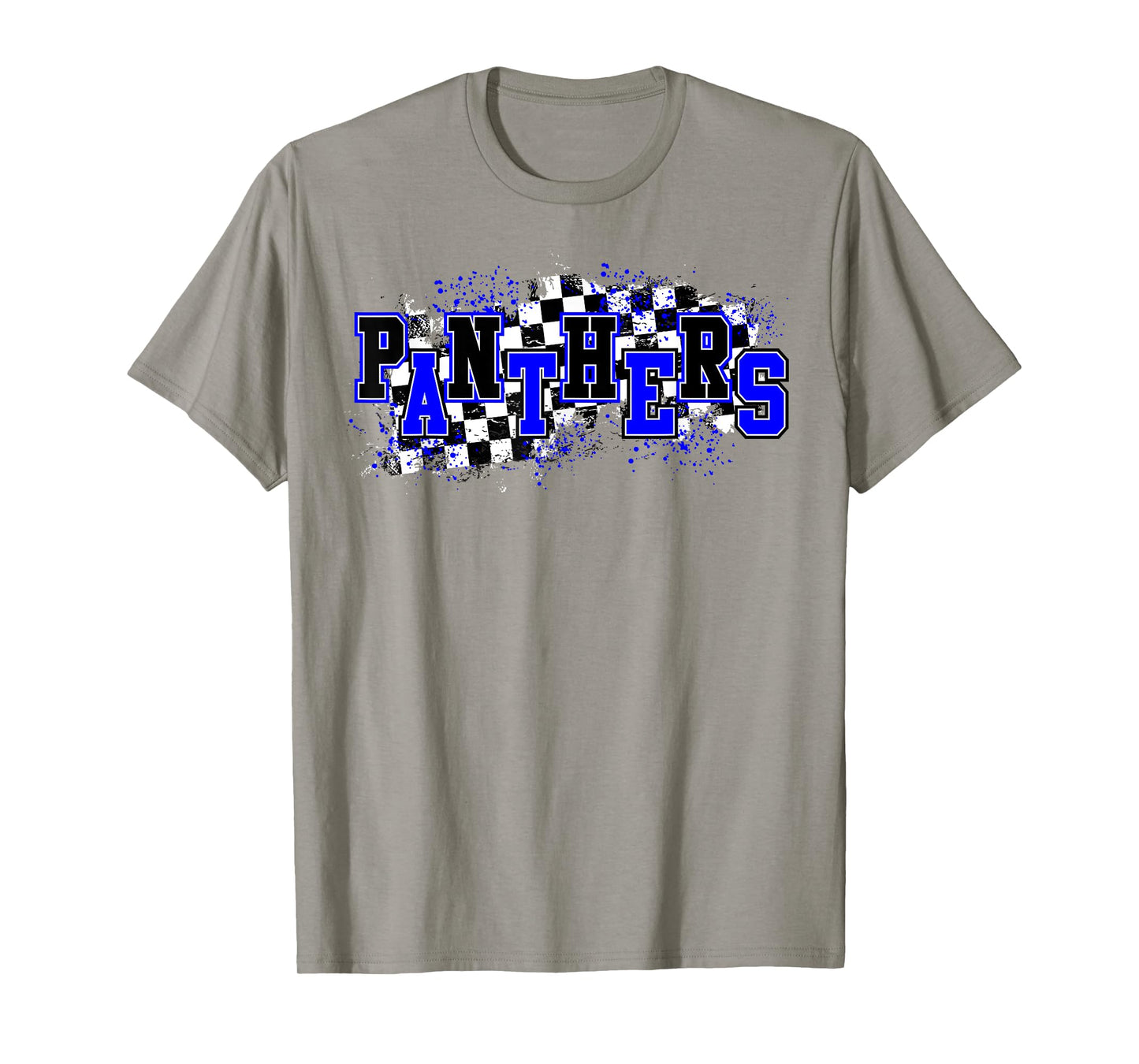 Panthers Checkered Print Panther Pride School Spirit Mascot T-Shirt