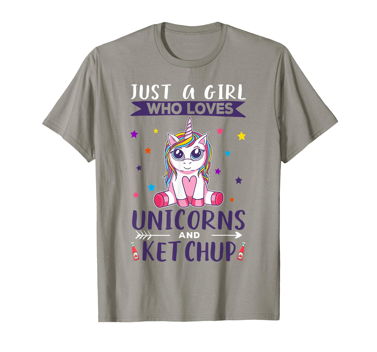 Just A Girl Who Loves Unicorns And Ketchup Unicorn T-Shirt