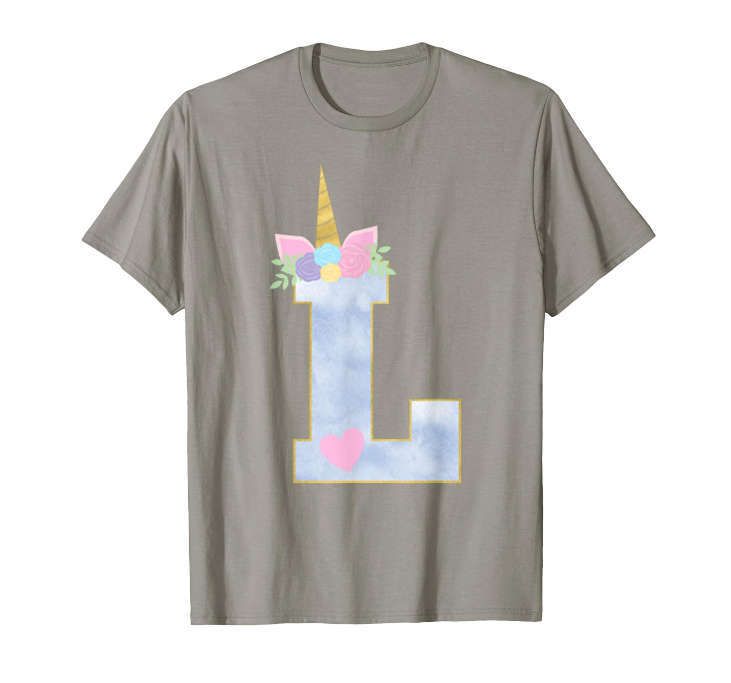 Initial L Unicorn Alphabet Letter for Girls T-Shirt
