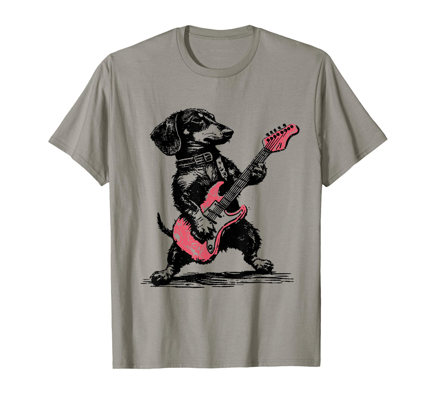 Vintage Dachshund Weenie Playing Guitar Funny Dog Rocker T-Shirt