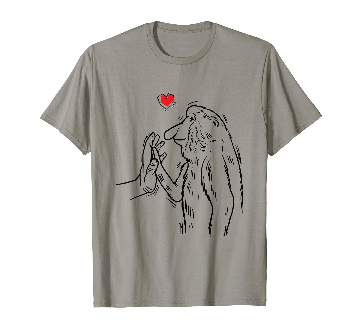 Malaffealuv Proboscis Monkey Long-Nosed Monkey Unisex-Adults T-Shirt, Grey, Small, Short Sleeve