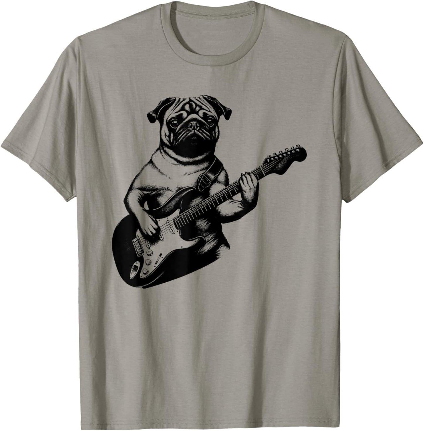 Pug Dog Playing Electric Guitar Rock Star Guitarist T-Shirt
