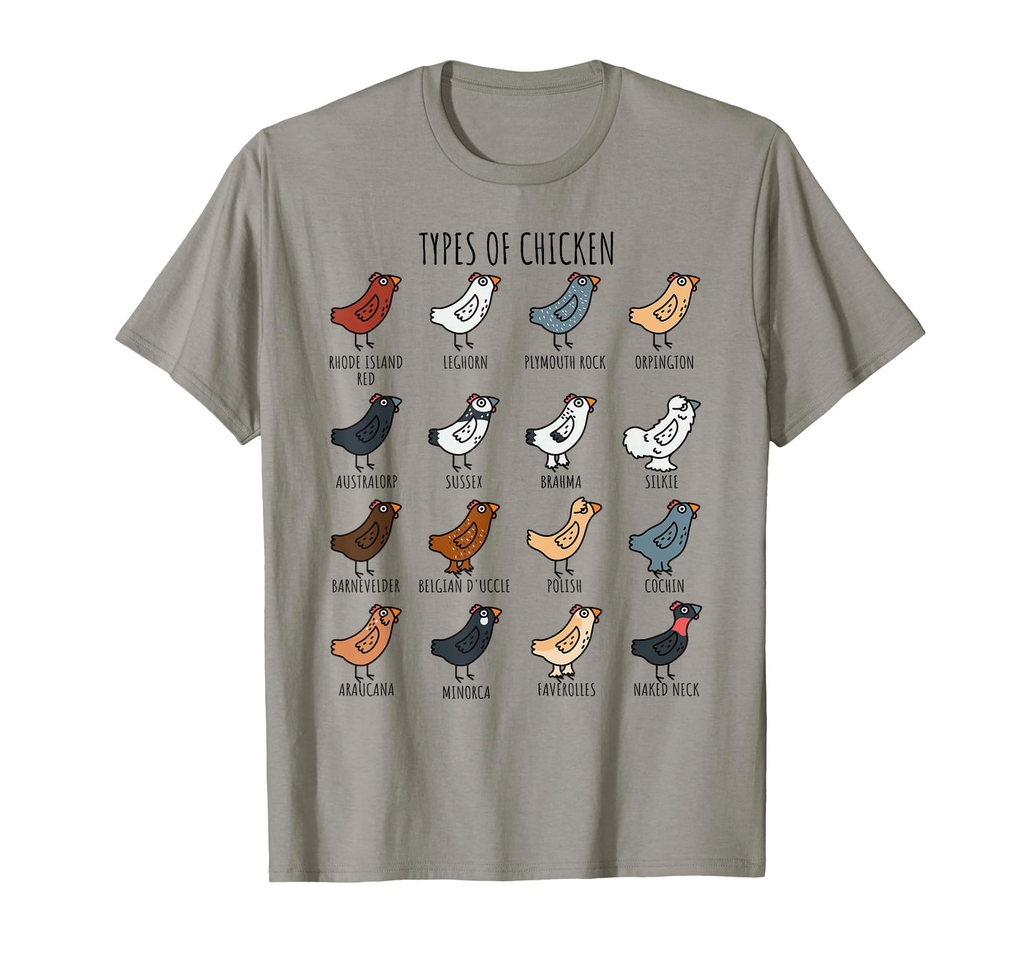 Cute Types of Chicken Lady Leghorn Silkie Cochin Minorca T-Shirt