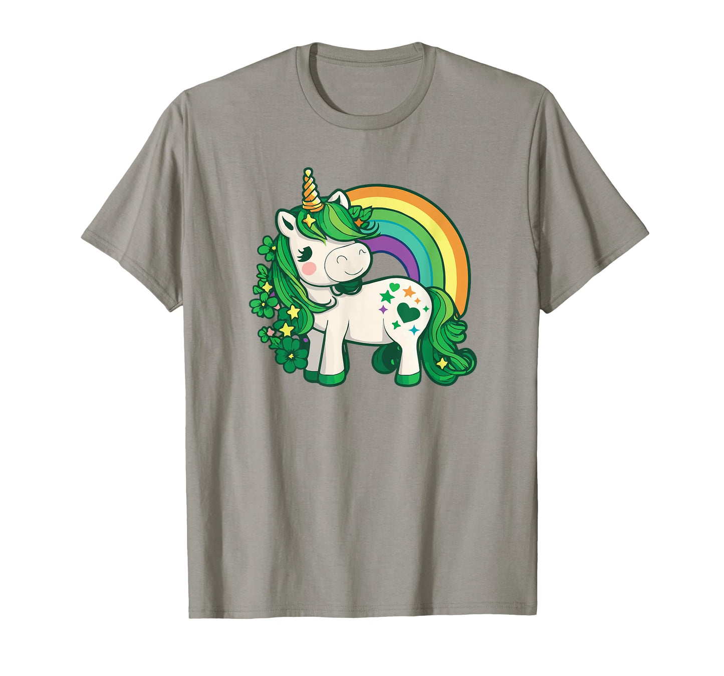 Unicorn St Patricks Day Rainbow / Green Clovers Kawaii Cute T-Shirt