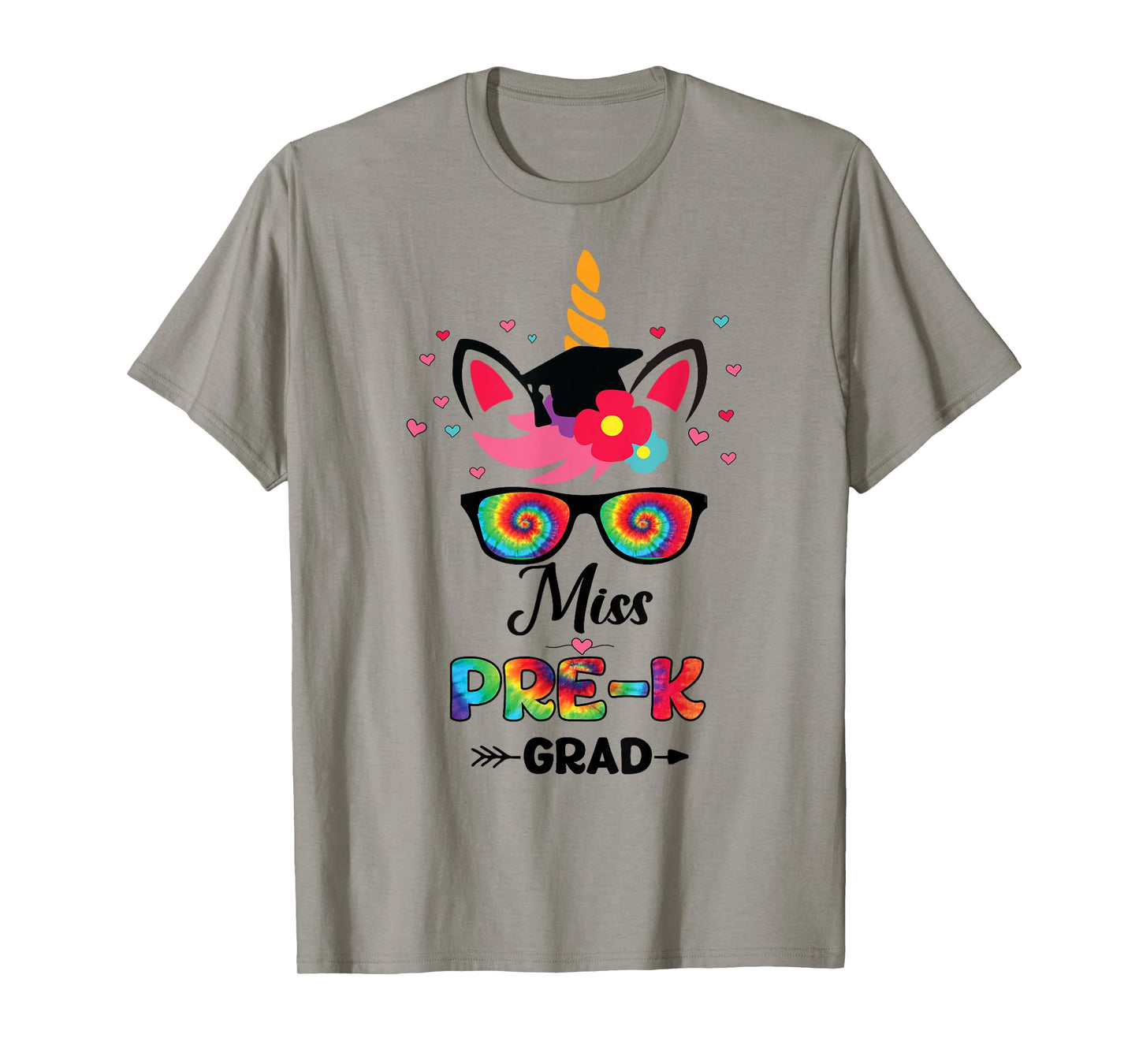 Unicorn Miss Pre-k Grad with Glasses Preschool Graduation T-Shirt