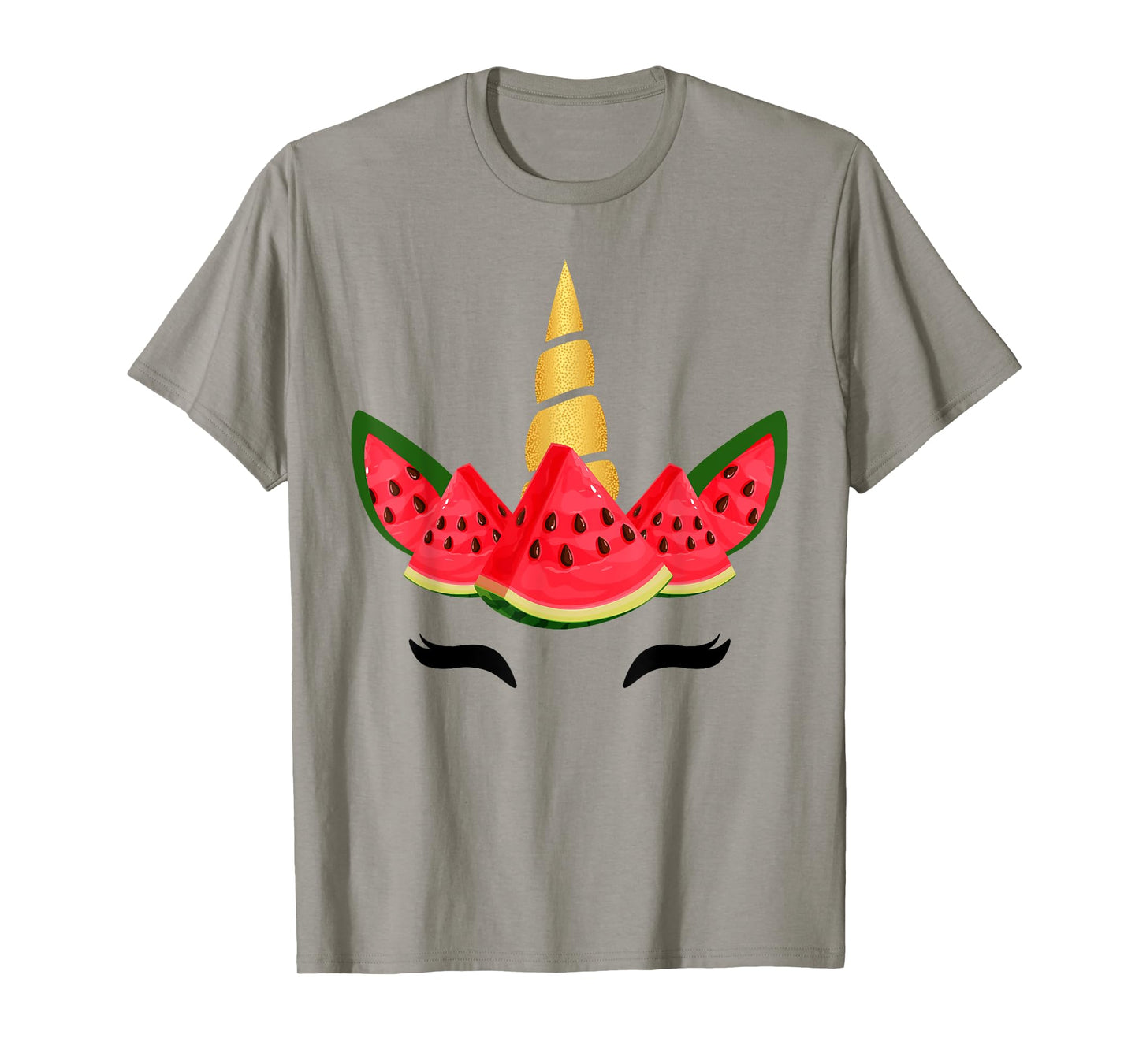 Cute Unicorn Face & Watermelon Slice Summer Vacation Kids T-Shirt