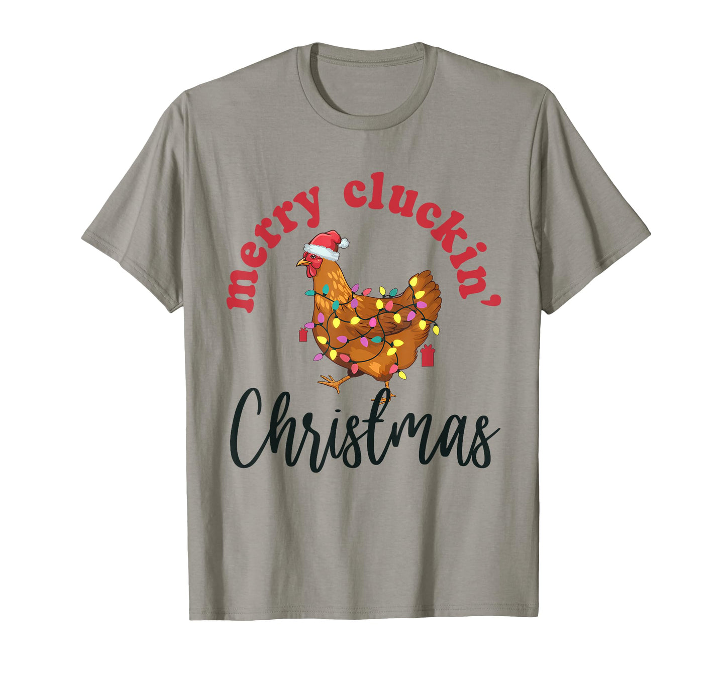 Merry Cluckin' Christmas Funny Chicken Santa Xmas Lights T-Shirt