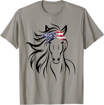 Women Horse Bandana Tee for Horseback Riding Horse Lover T-Shirt