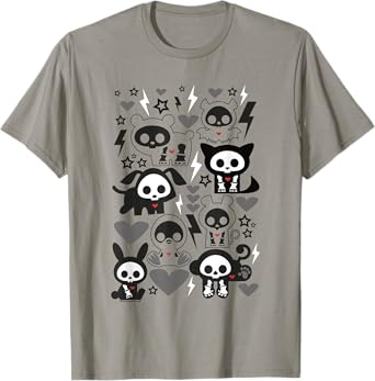 Skelanimals Retro Vintage Pop Art Lightning Heart Group Shot T-Shirt