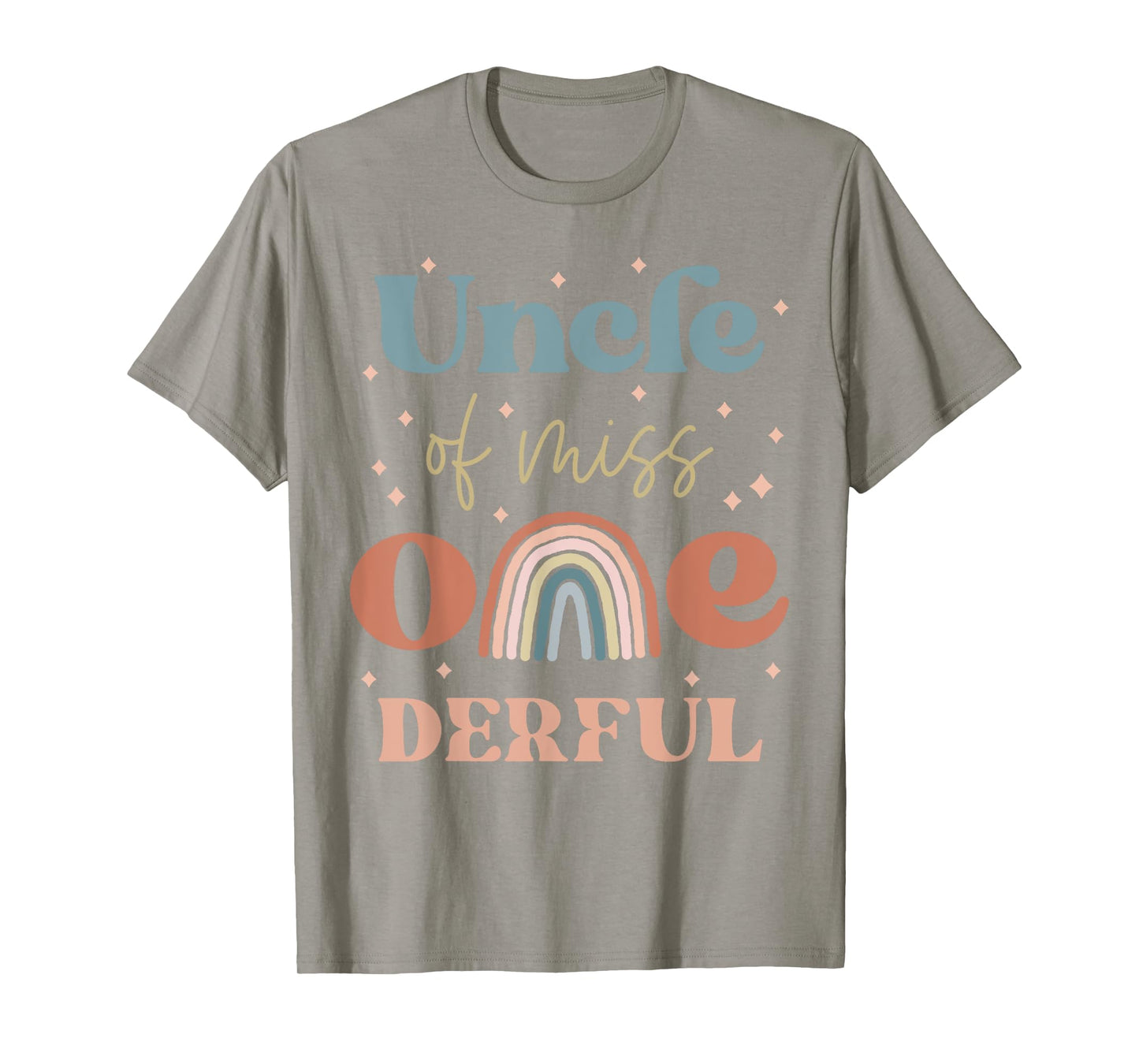 Uncle of Miss Onederful Boho Rainbow Niece First Birthday T-Shirt