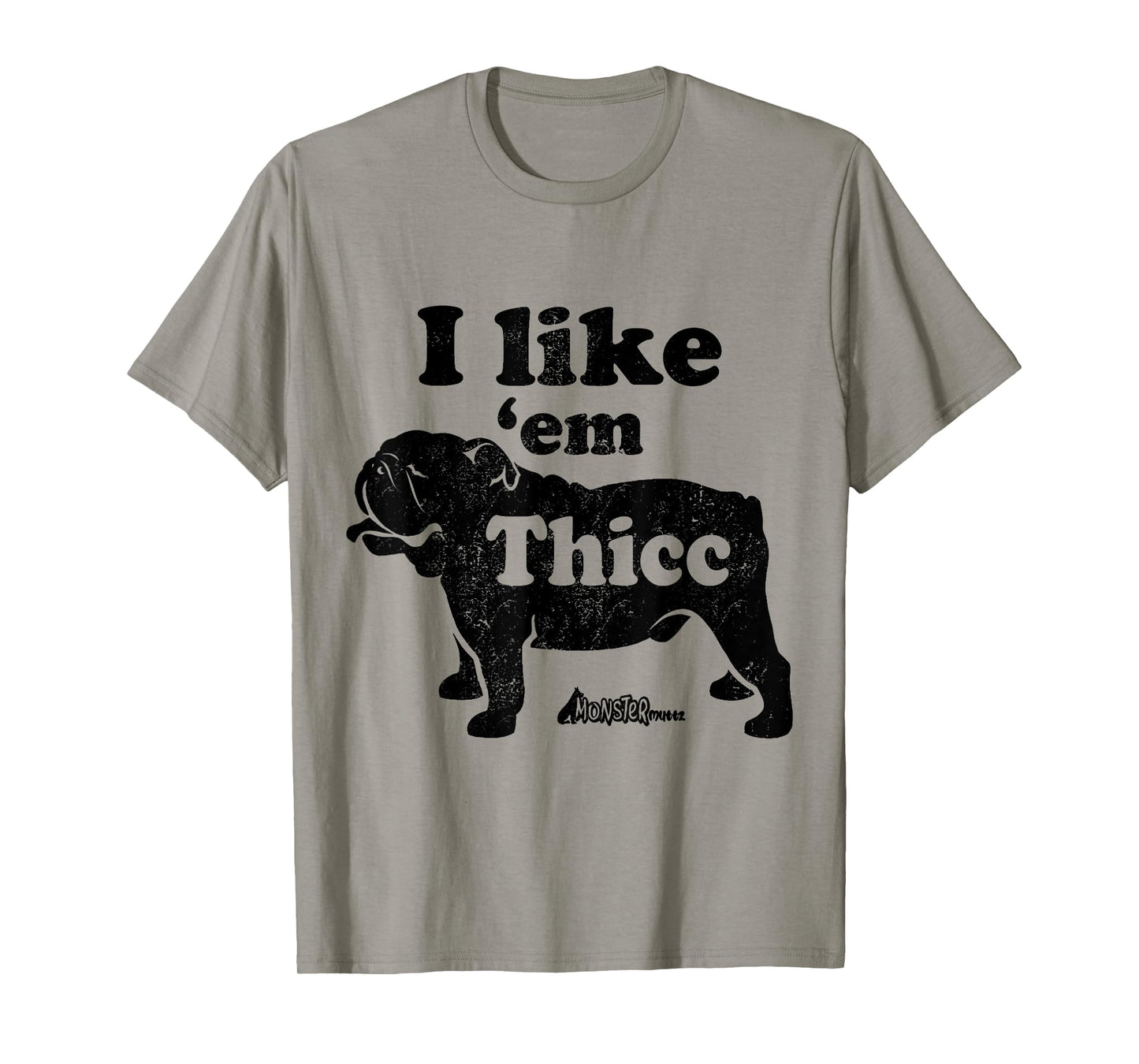 Funny English Bulldog I Like Em Thicc Dog Silhouette T-Shirt for Men Women Girls Kids