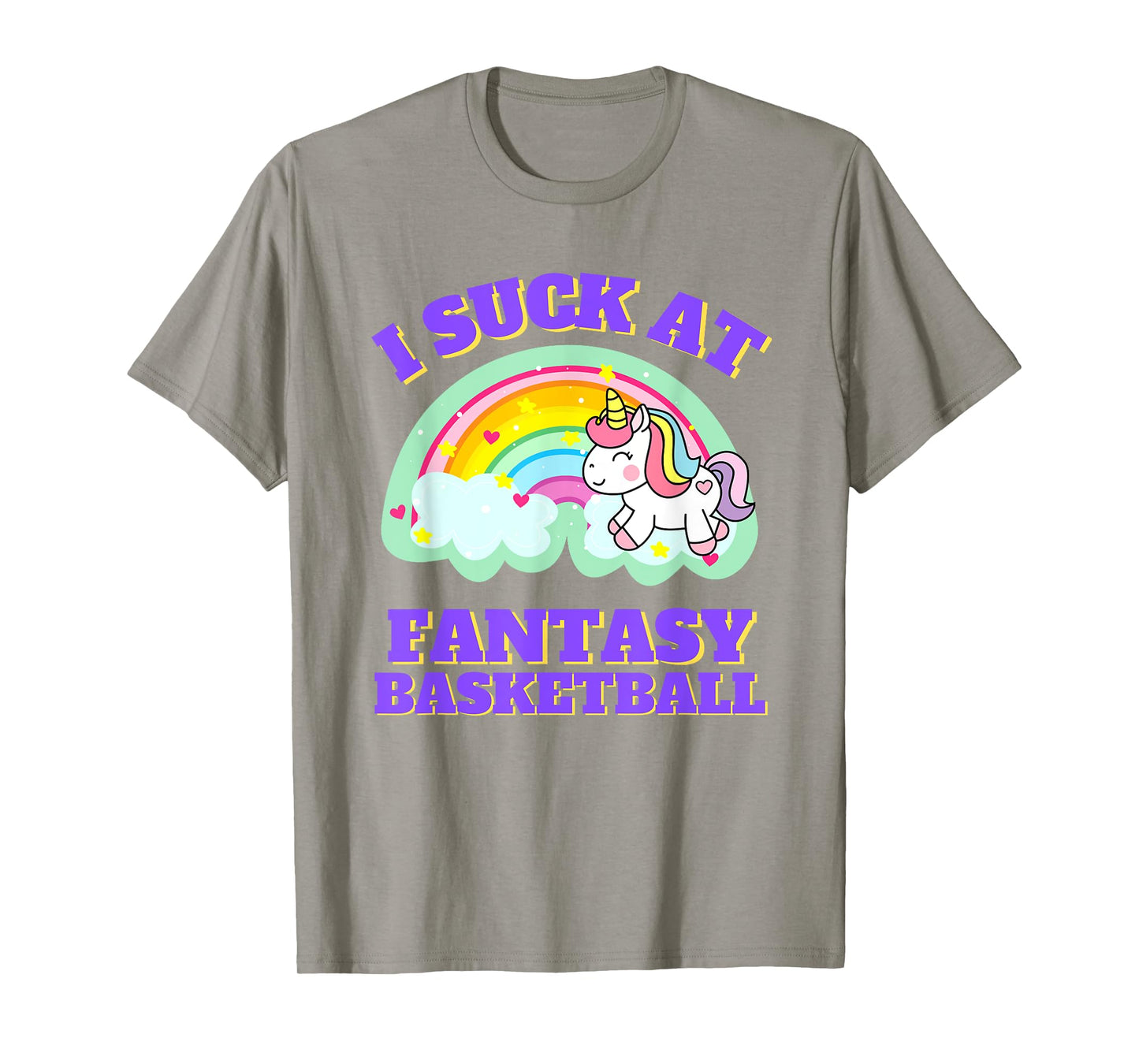 Suck At Fantasy Basketball Unicorn Rainbow Loser Punishment T-Shirt