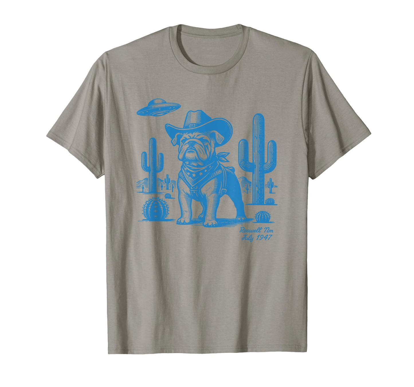 UFO Western Bulldog Cowboy Cactus Desert Cowgirl Mom Dad T-Shirt
