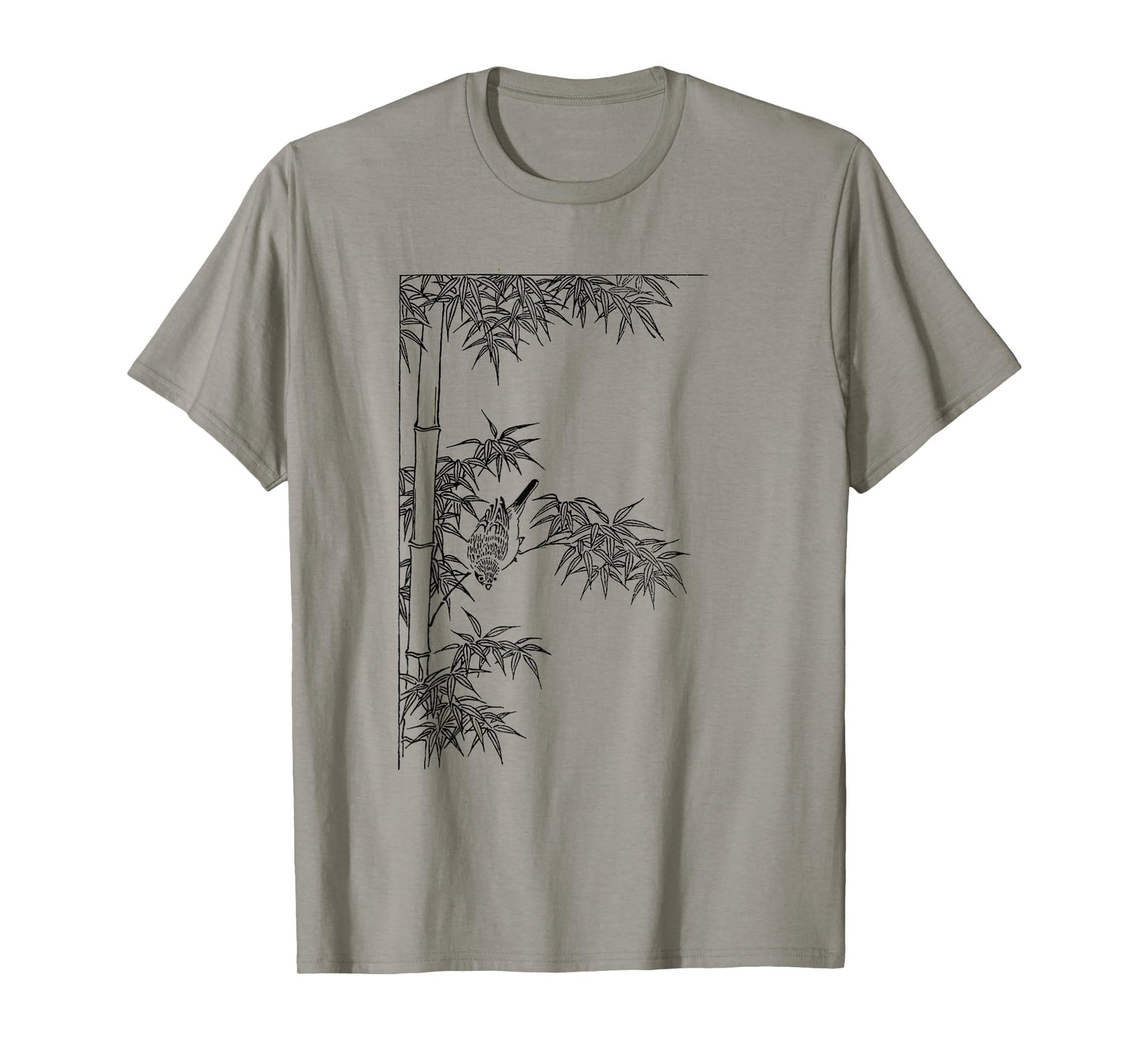 Picture of bamboo t-shirt - bamboo plant with a bird T-Shirt