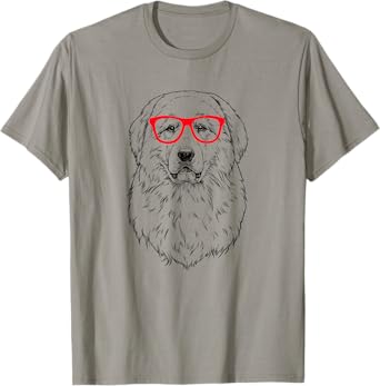 Great Pyrenees in Red Glasses Nerd PYR Dog Men Women Girls Kids T-Shirt