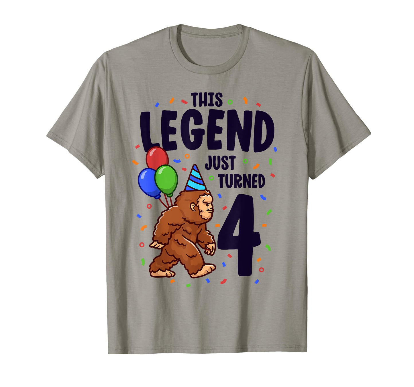 Bigfoot Birthday Party 4 Years Old Sasquatch Theme Boys T-Shirt